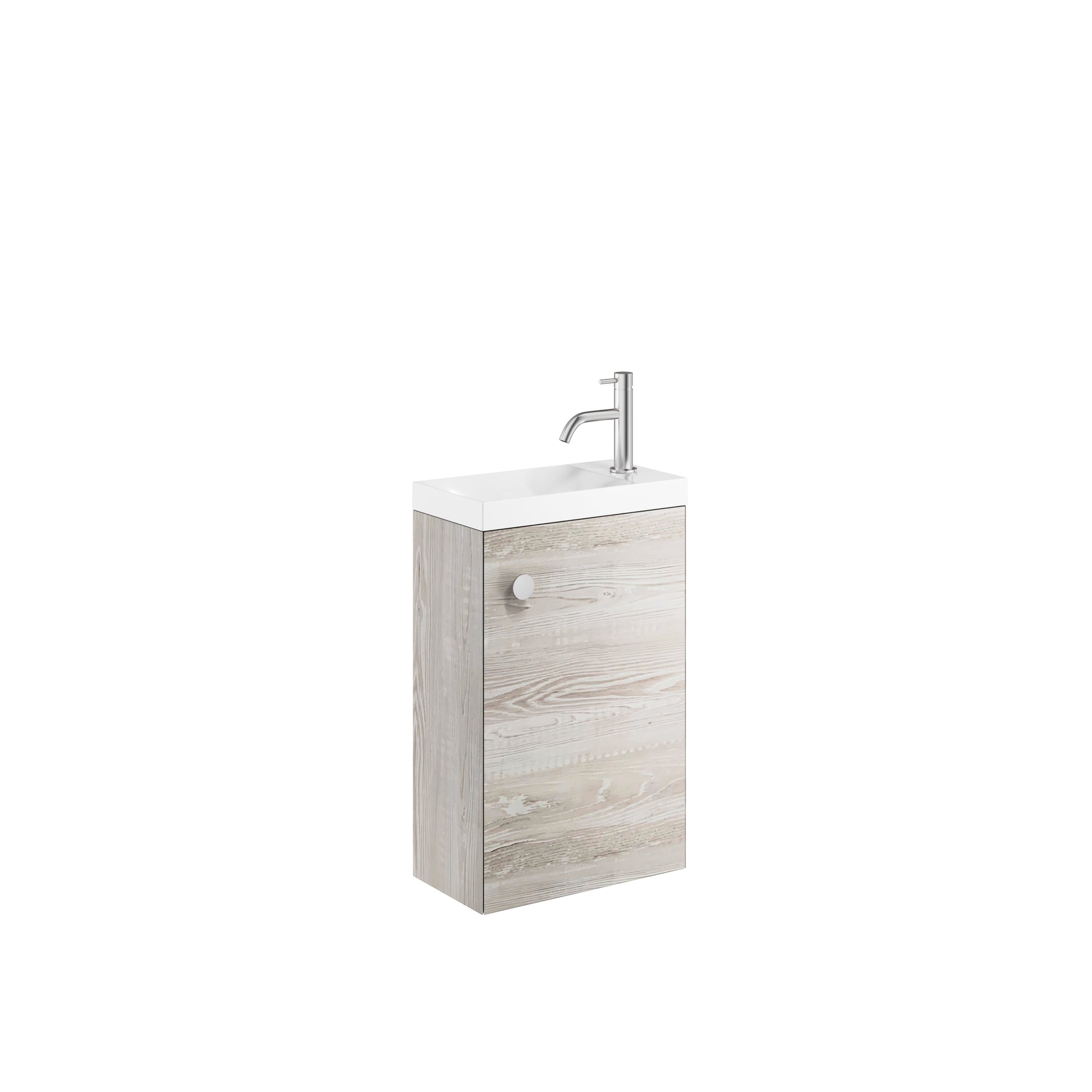 Crosswater Alo Cloakroom Unit 400 with Cast Mineral Marble Basin Nordic Oak