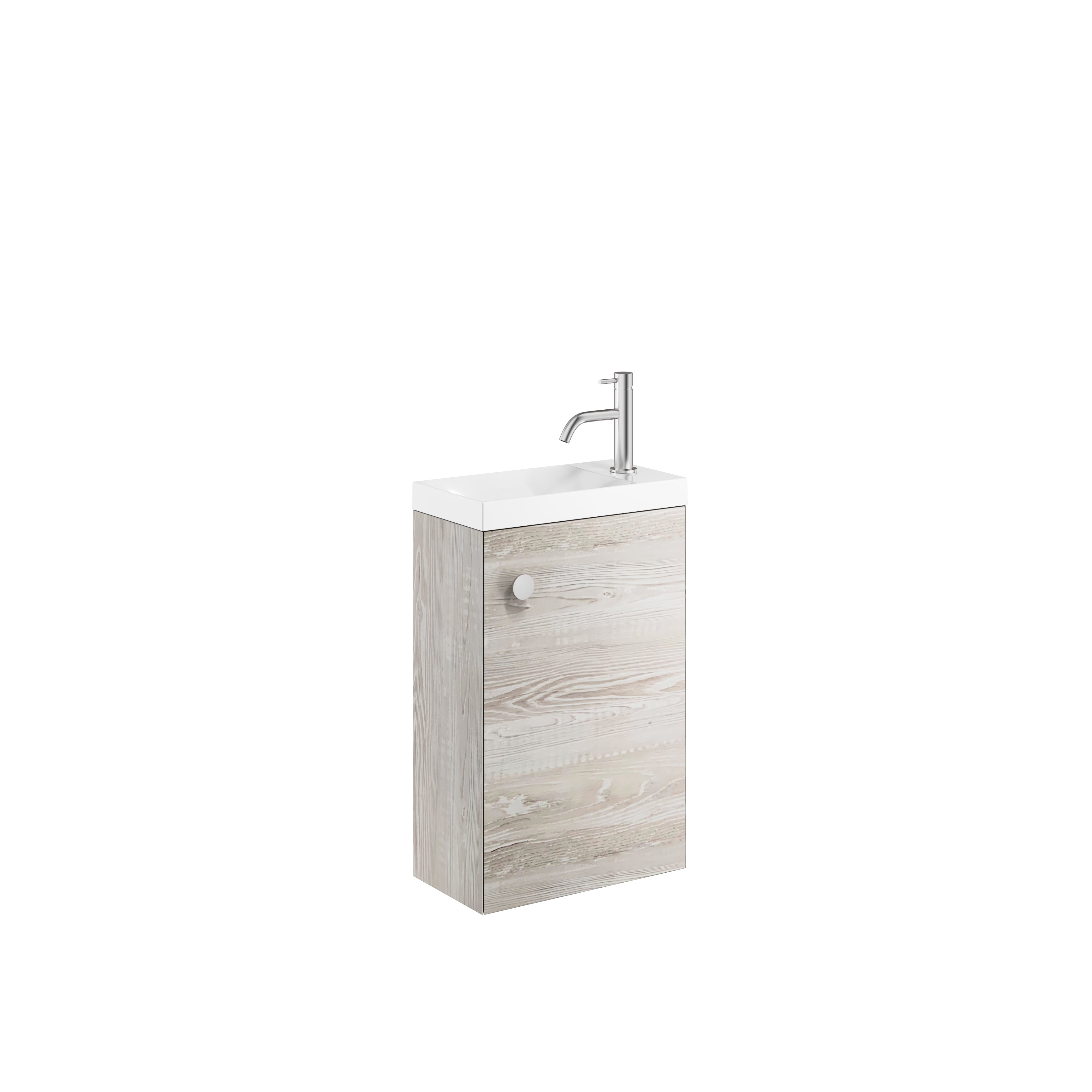 Crosswater Alo Cloakroom Unit 400 with Cast Mineral Marble Basin Nordic Oak