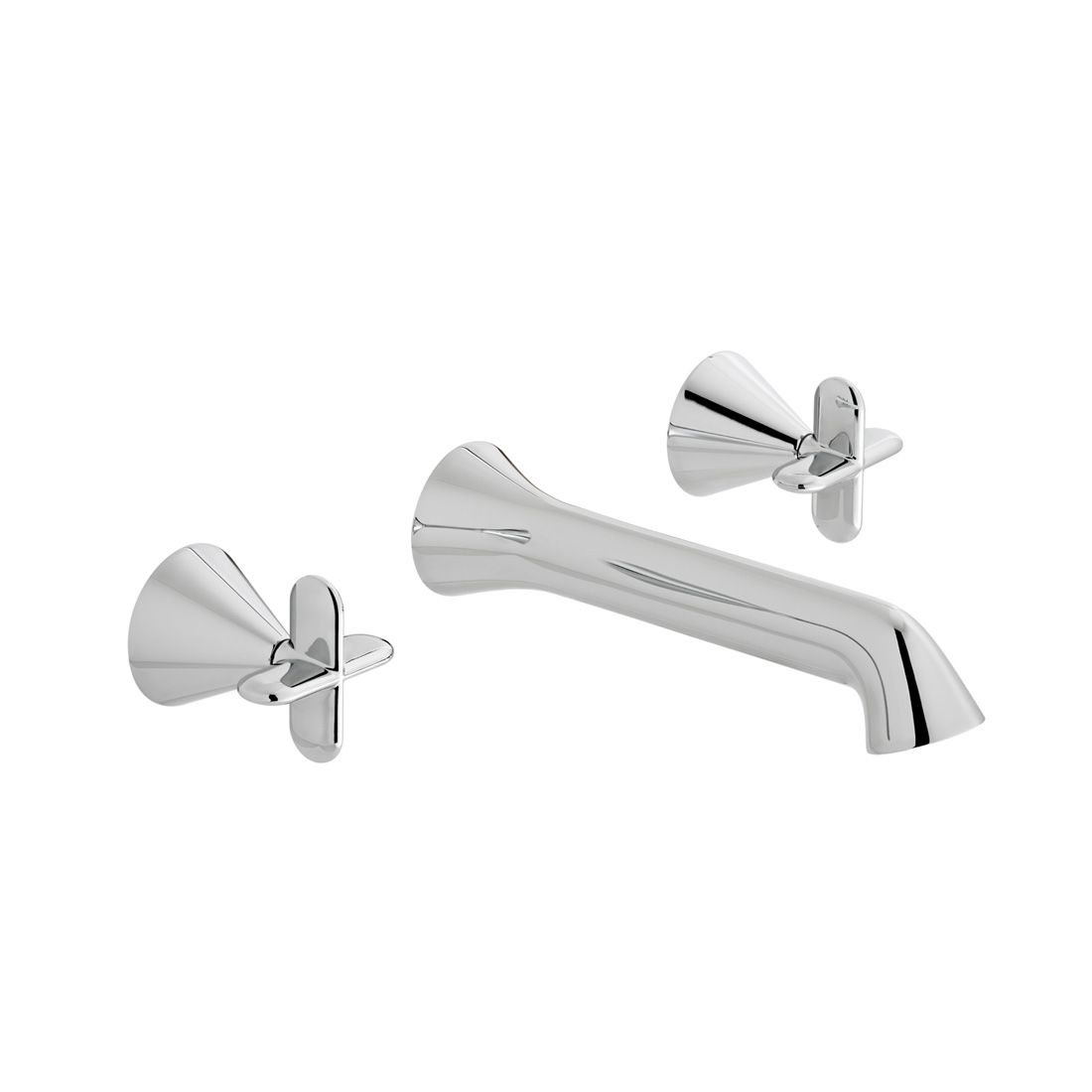 Arrondi 3 Hole Wall Mounted Basin Mixer Cross Handle