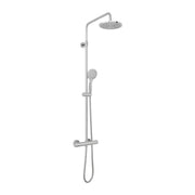 Atmosphere Adjustable Round Thermostatic Shower Valve with Integrated Diverter and Rigid Riser with Single Function Shower Head and 5 Function Shower Handset