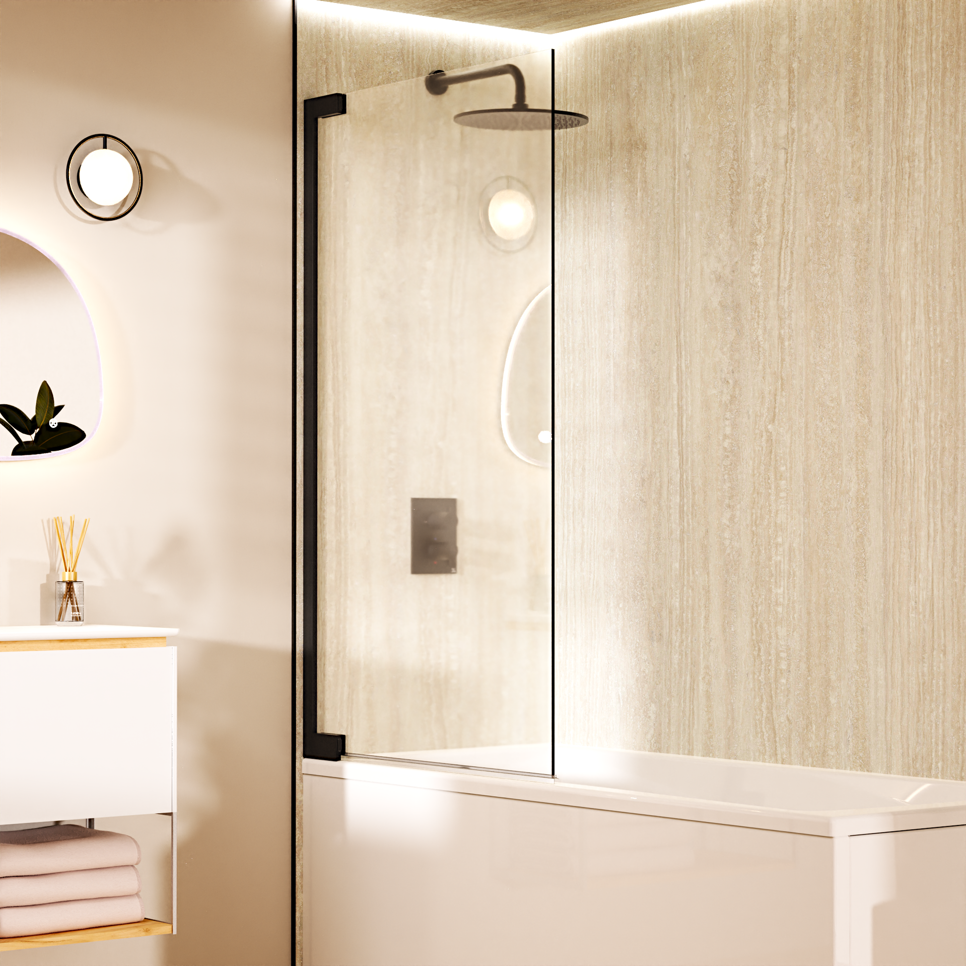 Asura 8mm Hinged Bath Screen