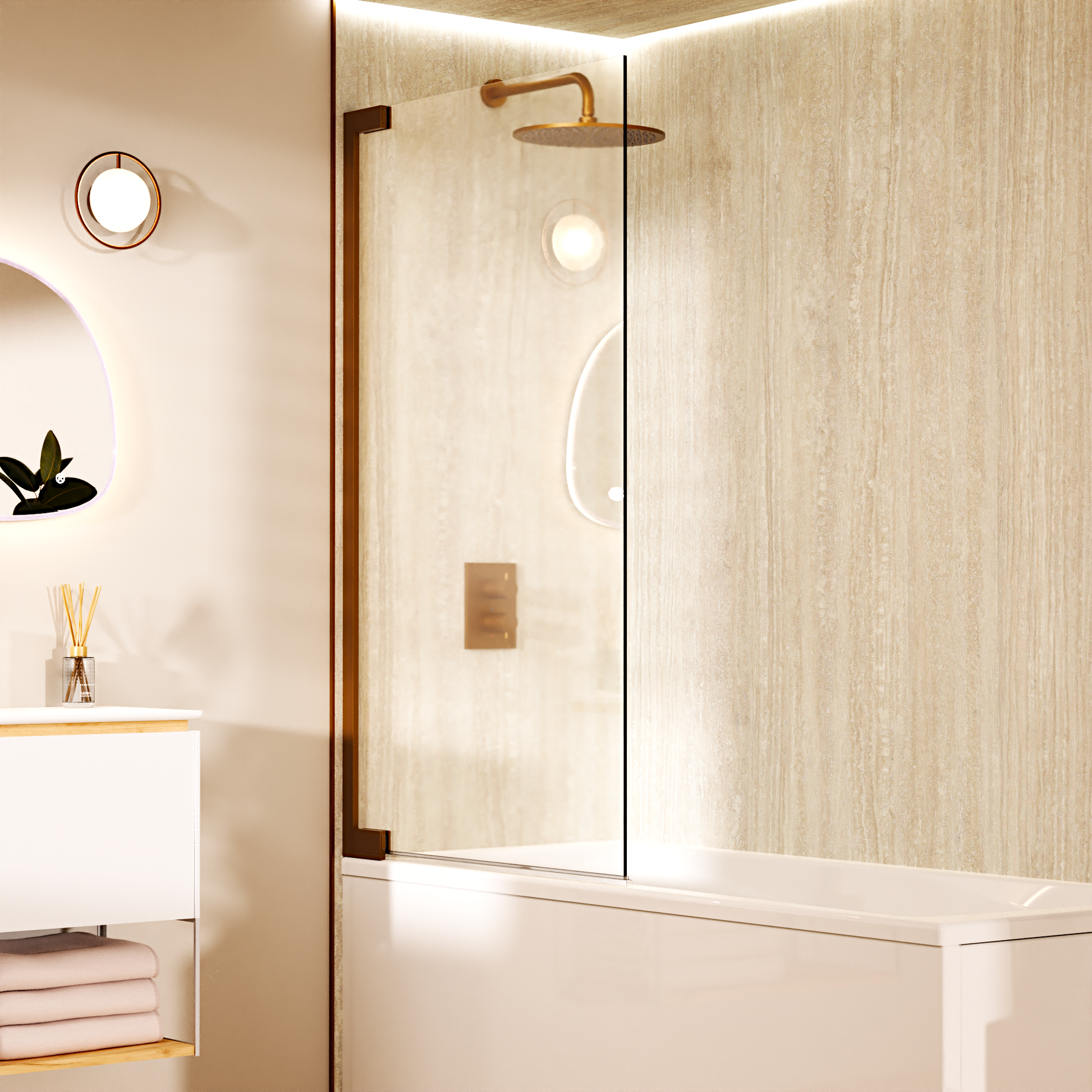 Asura 8mm Hinged Bath Screen