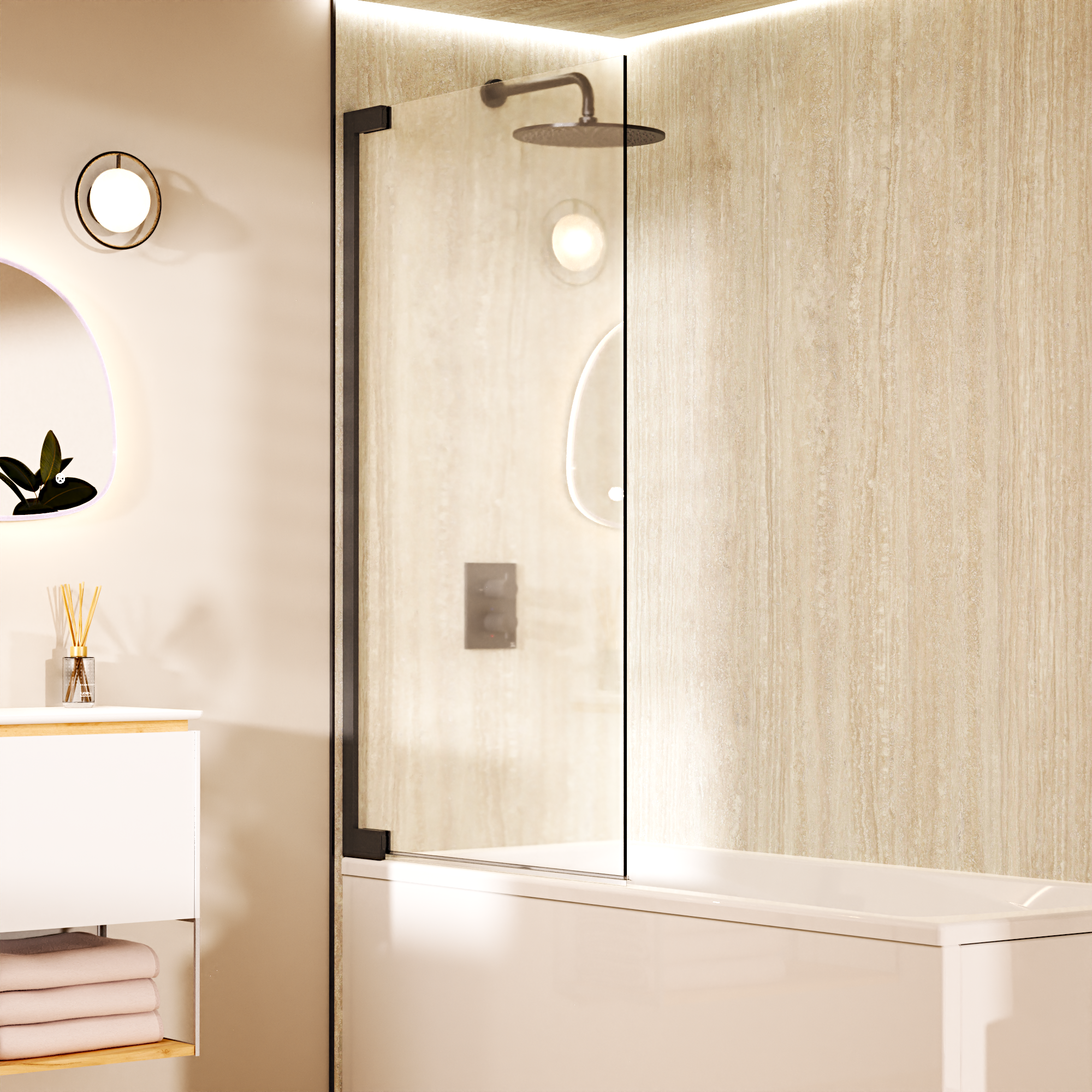 Asura 8mm Hinged Bath Screen