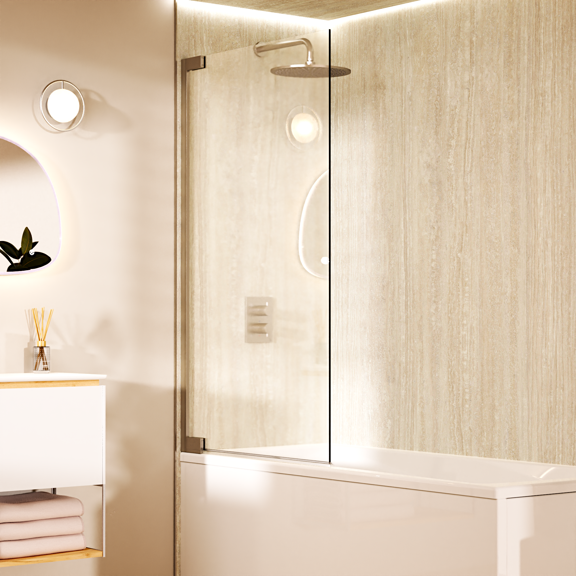 Asura 8mm Hinged Bath Screen