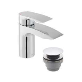 Rowe Mini Mono Basin Mixer + Push Basin Waste Chrome