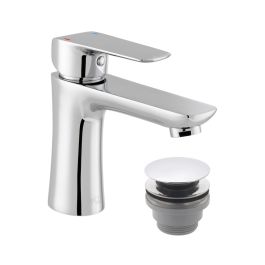 Vala Mono Basin Mixer + Push Basin Waste Chrome