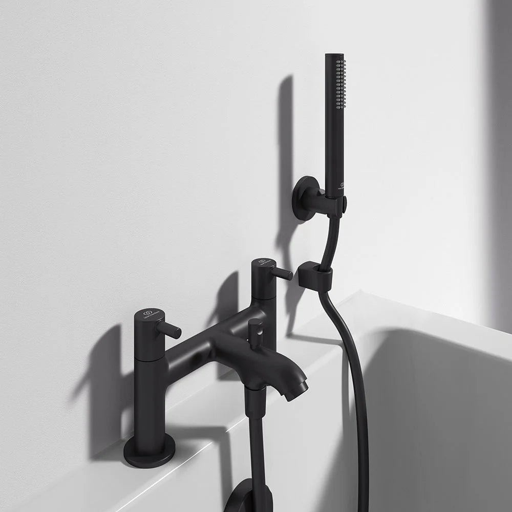Ceraline two taphole dual control bath shower mixer - Silk Black