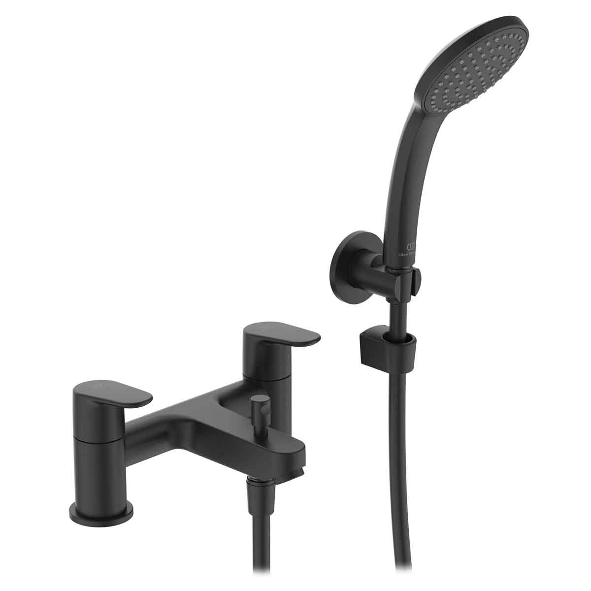 Cerafine O dual control bath shower mixer with shower set - Silk Black