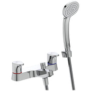 Cerabase dual control bath filler with shower set
