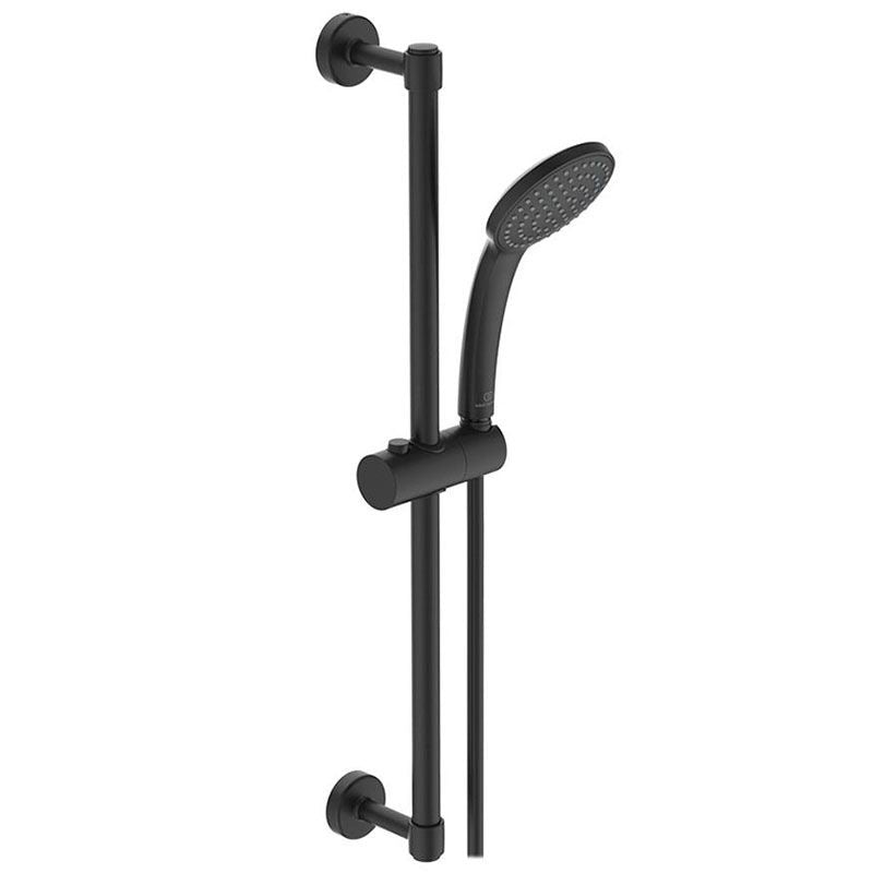 Idealrain m1 shower kit with single function ø100mm shower handspray, 600mm rail and 1.75m hose - Silk Black