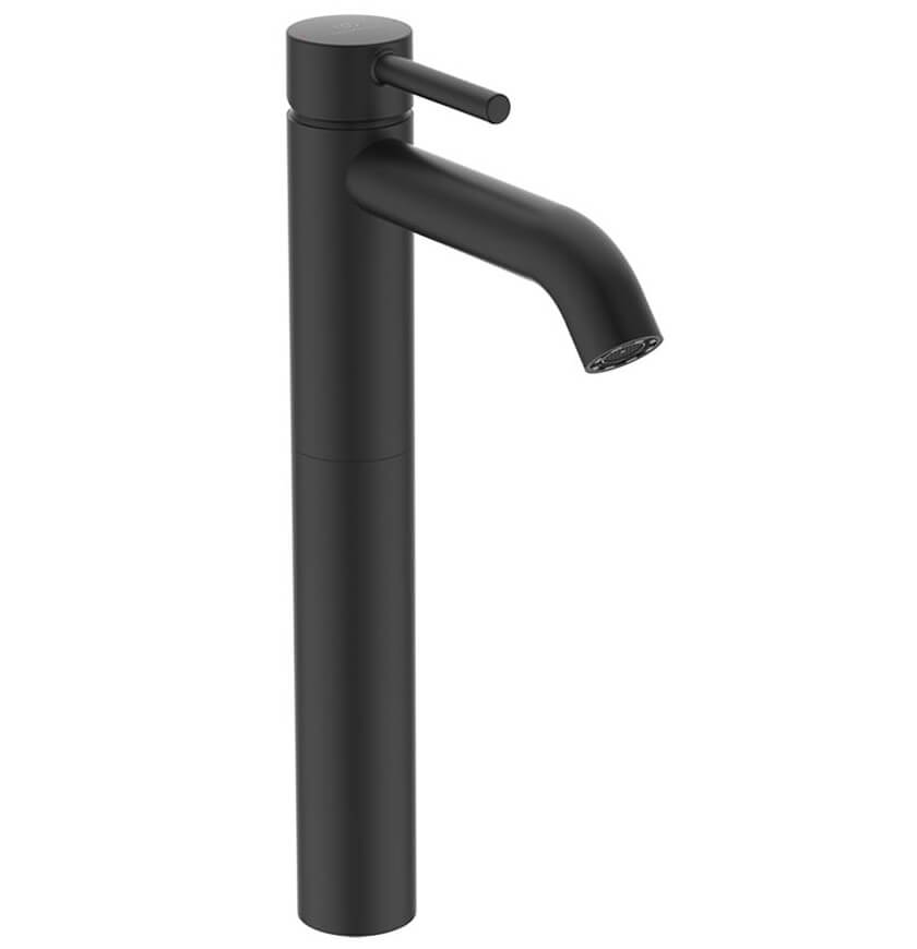 Ceraline single lever vessel basin mixer - Silk Black