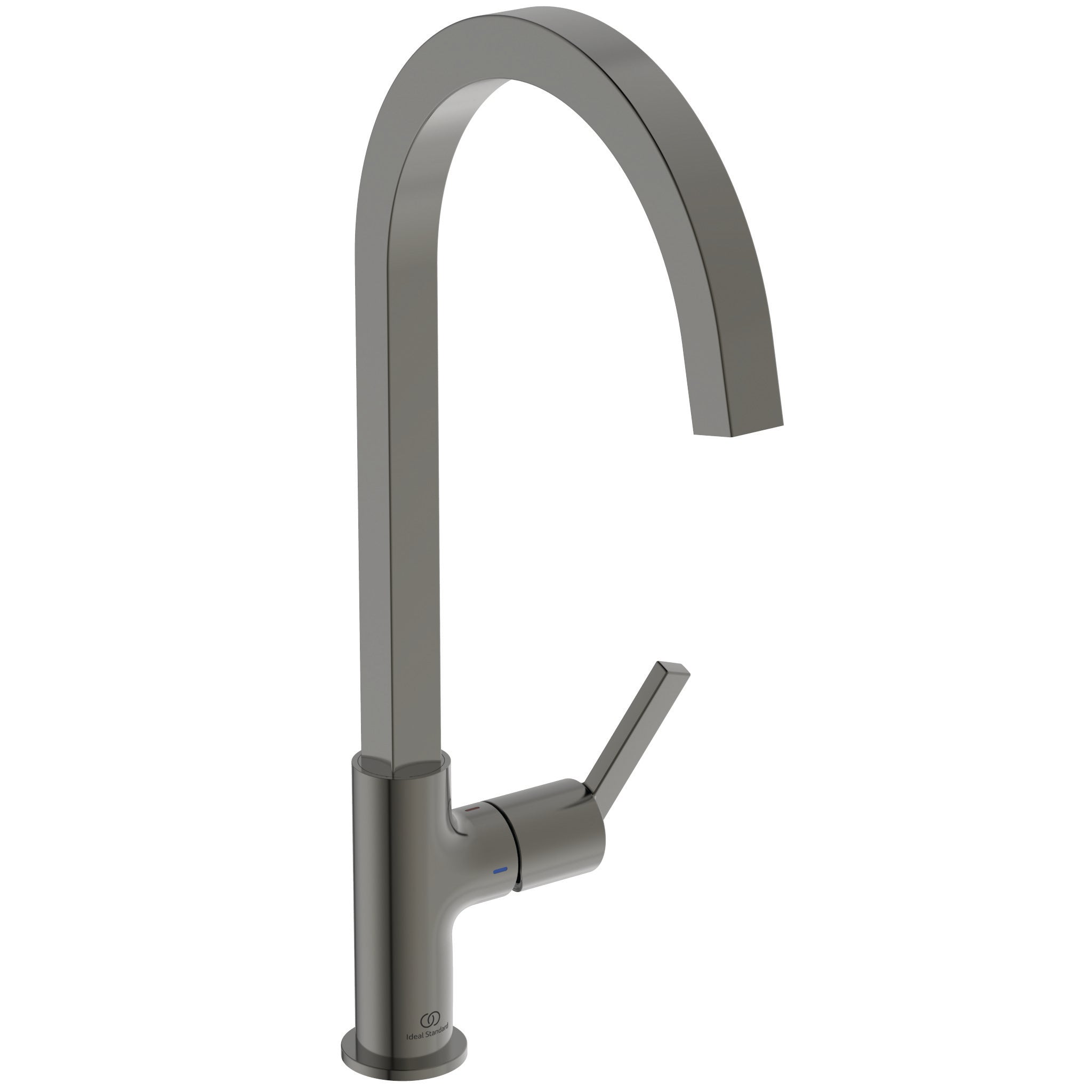 Gusto single lever square C spout kitchen mixer with bluestart technology