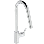Gusto single lever round C pull out spout kitchen mixer with bluestart technology