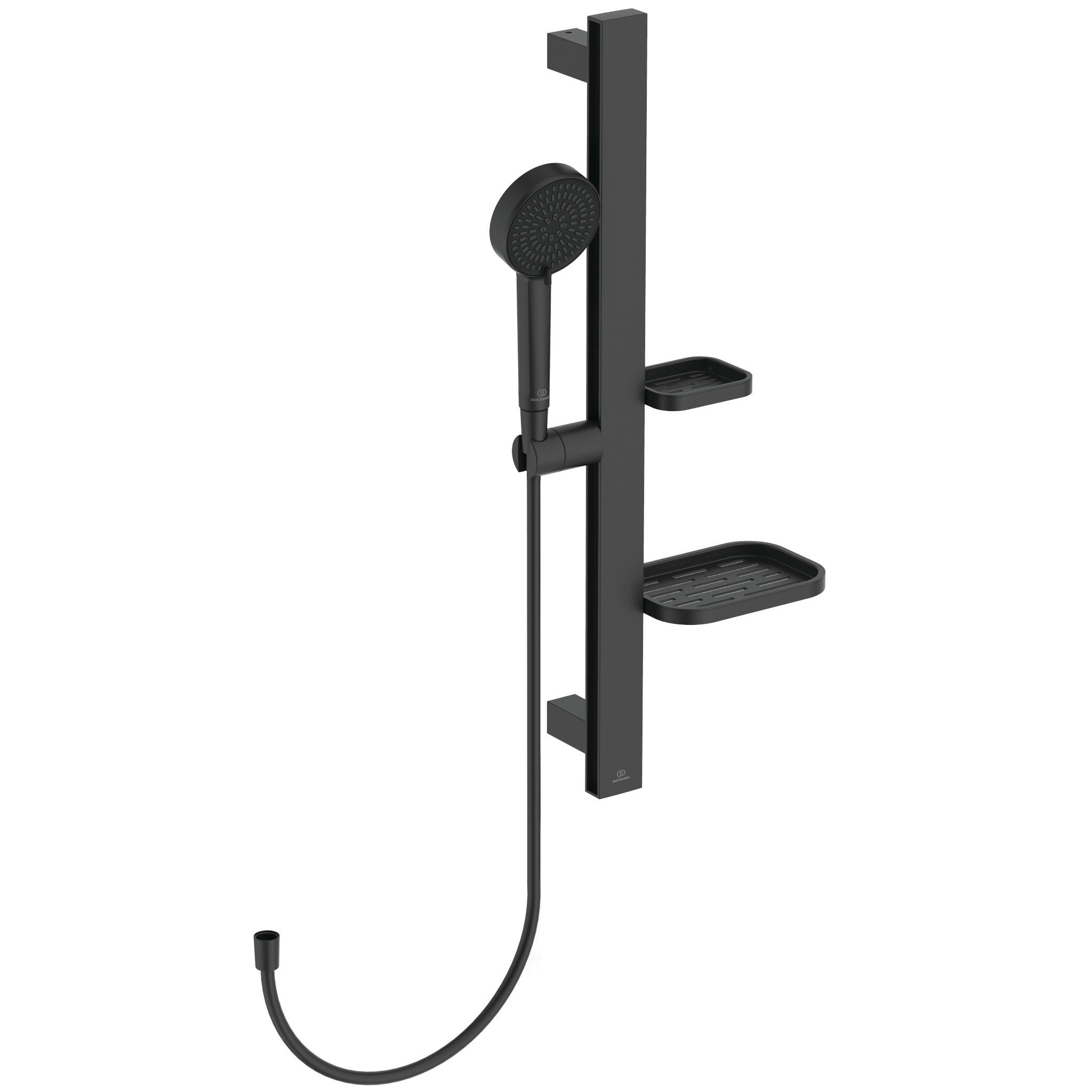 Ceratherm ALU+ Shower System THM Ø260mm 2 function shower head, Ø100mm 2 function handspray, 2 shelves