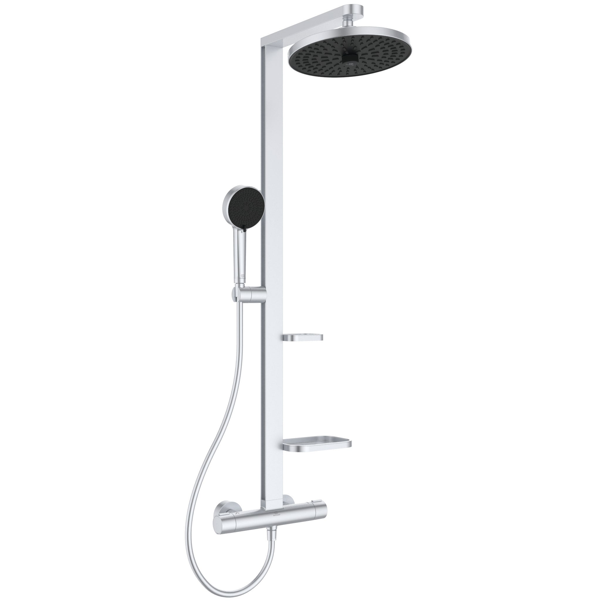 Idealrain ALU+ Shower Set 600 mm + Ø100mm 2 function handspray, 2 shelves