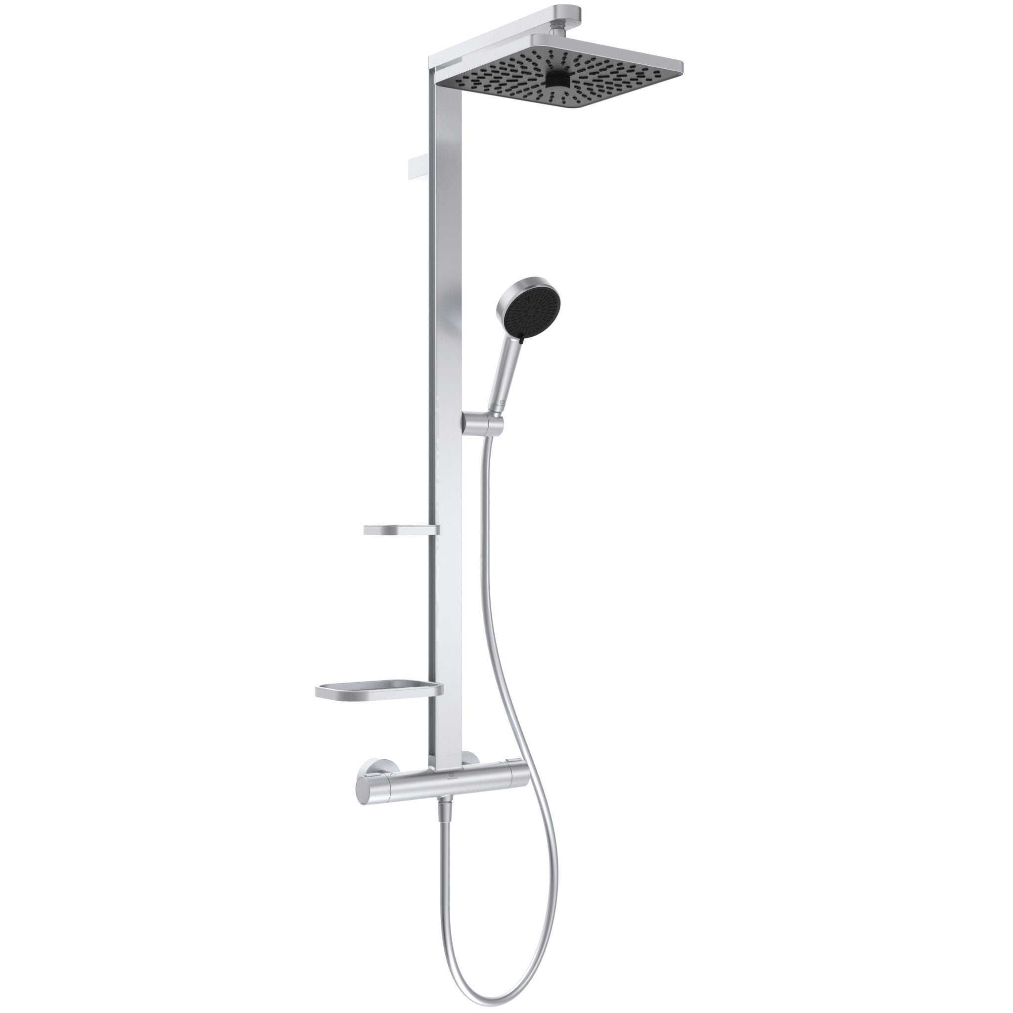 Idealrain ALU+ Shower Set 600 mm + Ø100mm 2 function handspray, 2 shelves