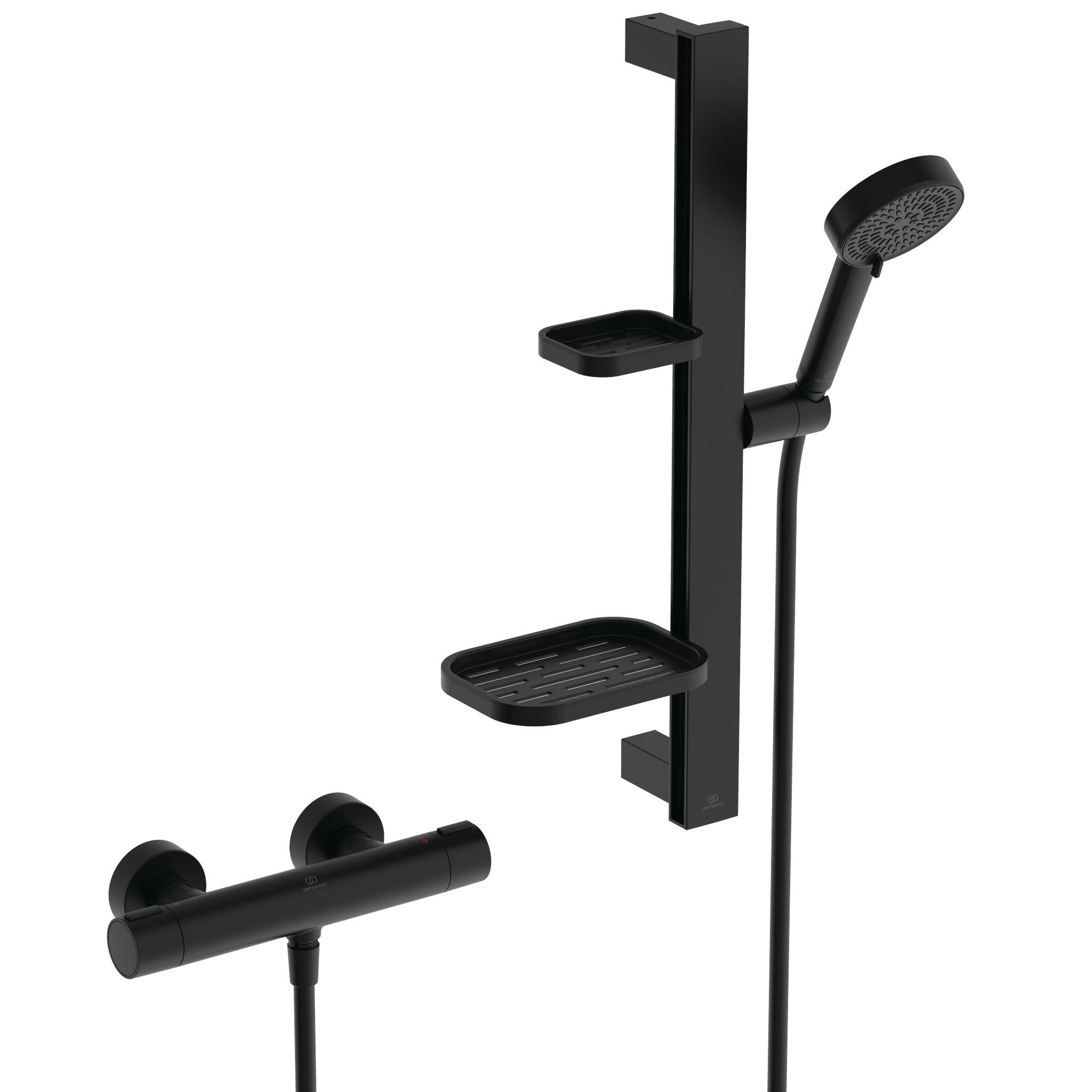 Idealrain ALU+ Shower Set 600 mm + Ø100mm 2 function handspray, 2 shelves