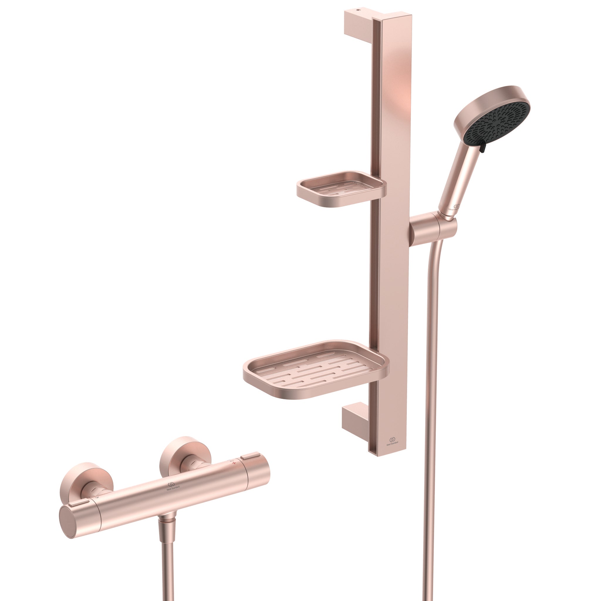 Ceratherm ALU+ Exposed shower system, 260mm square fixed shower head, 1750mm hose & 2 function handspray, (Eco 8lpm)