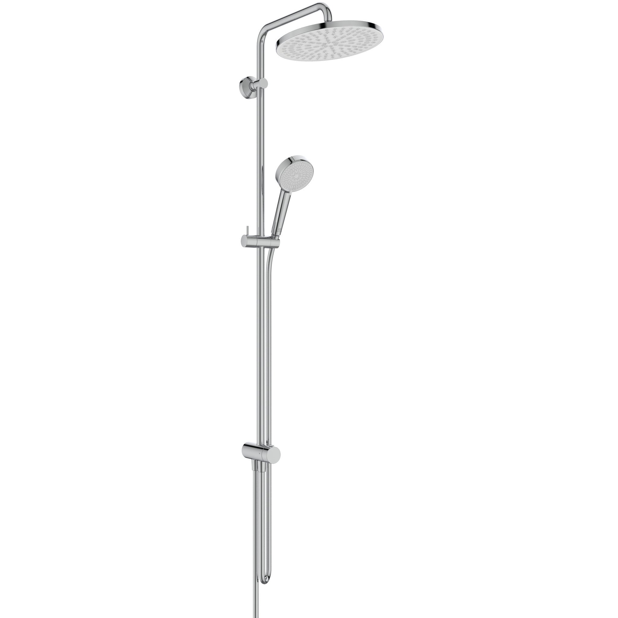 Ceratwist T25N Divertor Shower System, 260mm fixed round shower head, 100mm 2 function handspray, 1.75m hose, chrome