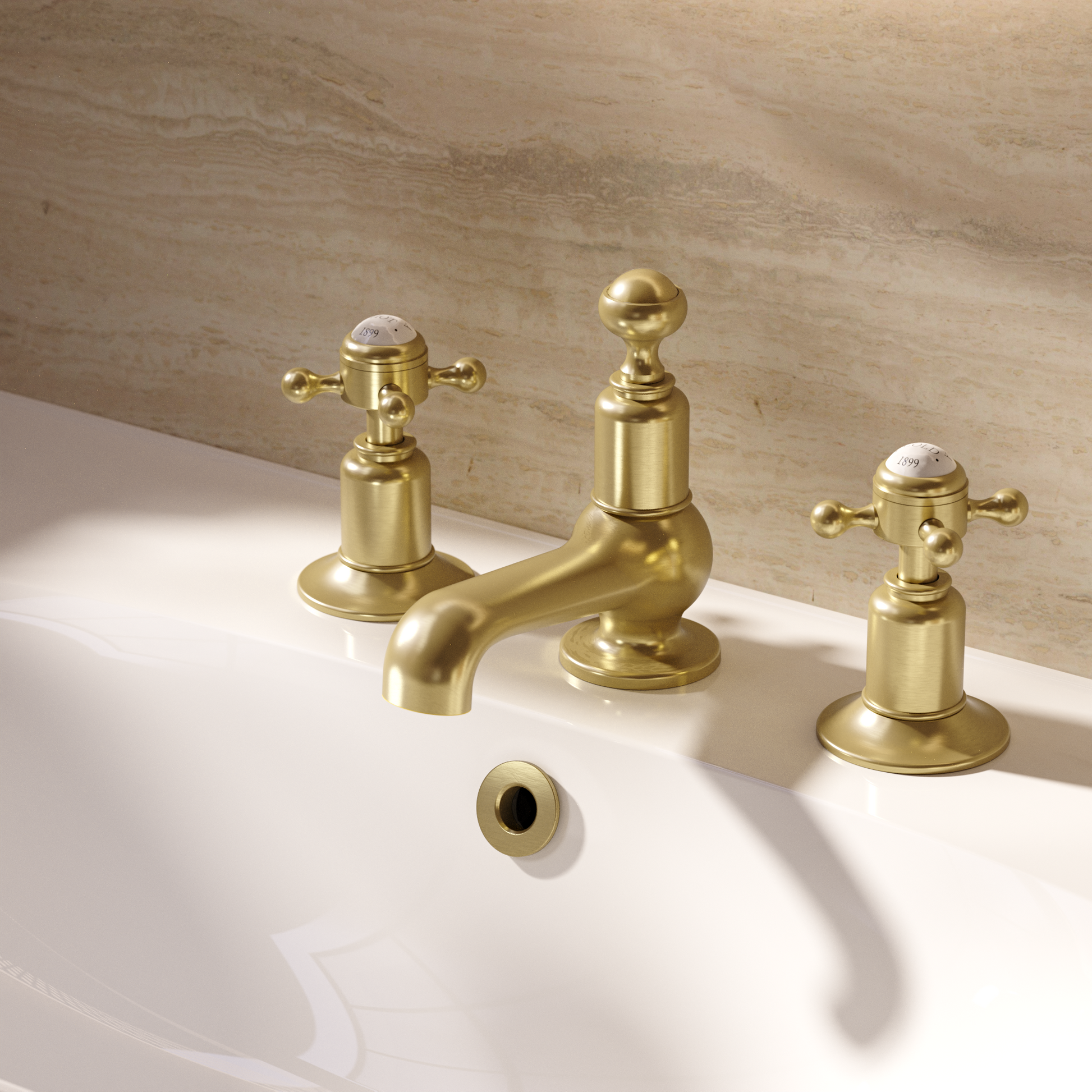 Belgravia Crosshead 3 Tap Hole Basin Set