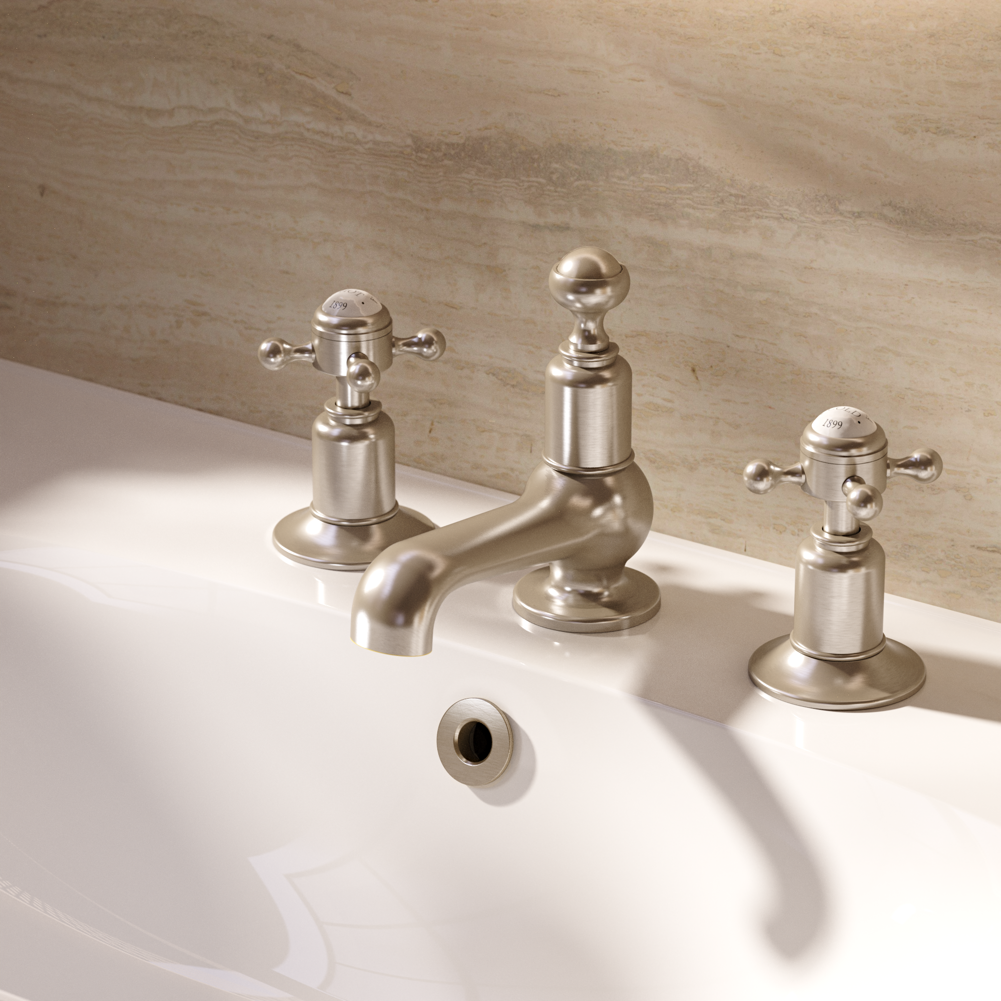 Belgravia Crosshead 3 Tap Hole Basin Set