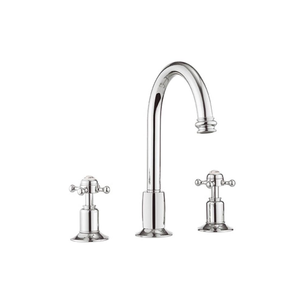 Belgravia Crosshead 3 Tap Hole Basin Tall Mixer with Waste