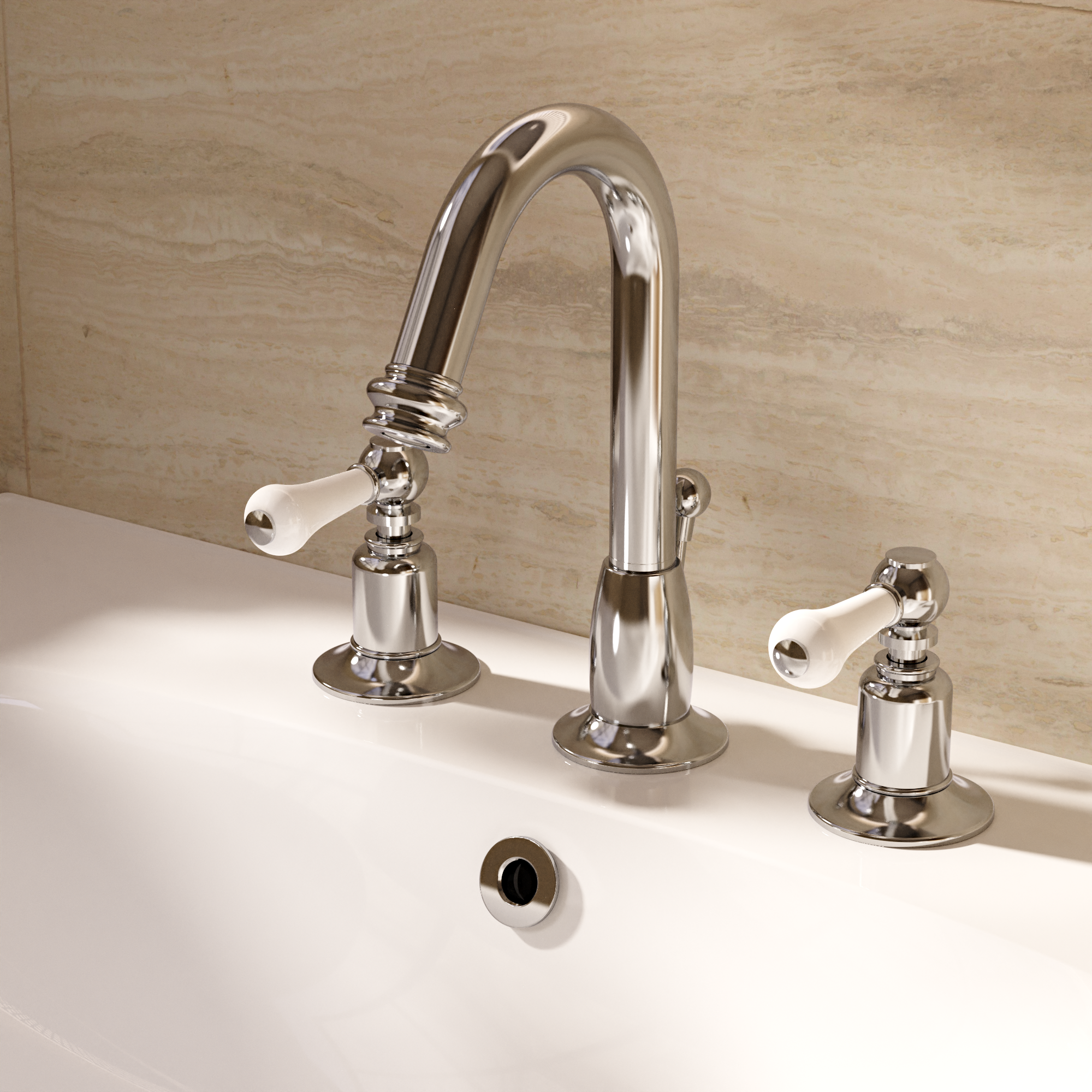 Belgravia Lever 3 Tap Hole Basin Mixer with Waste