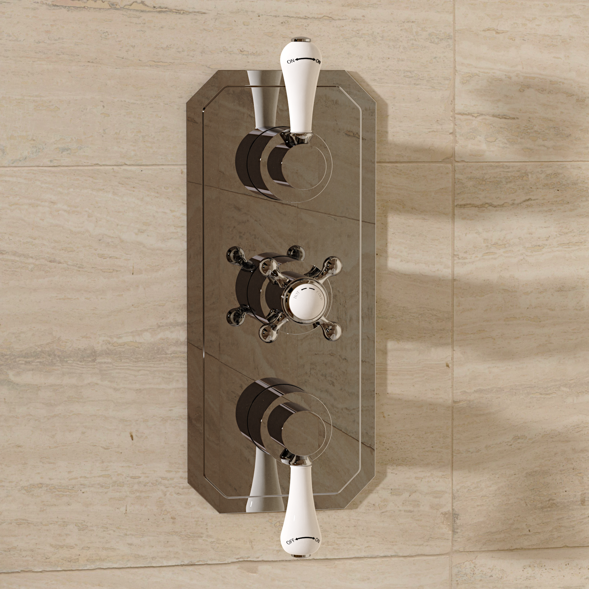 Belgravia 3 Handle Trimset (must be paired with WLBP3000RC_V2) Chrome White Lever