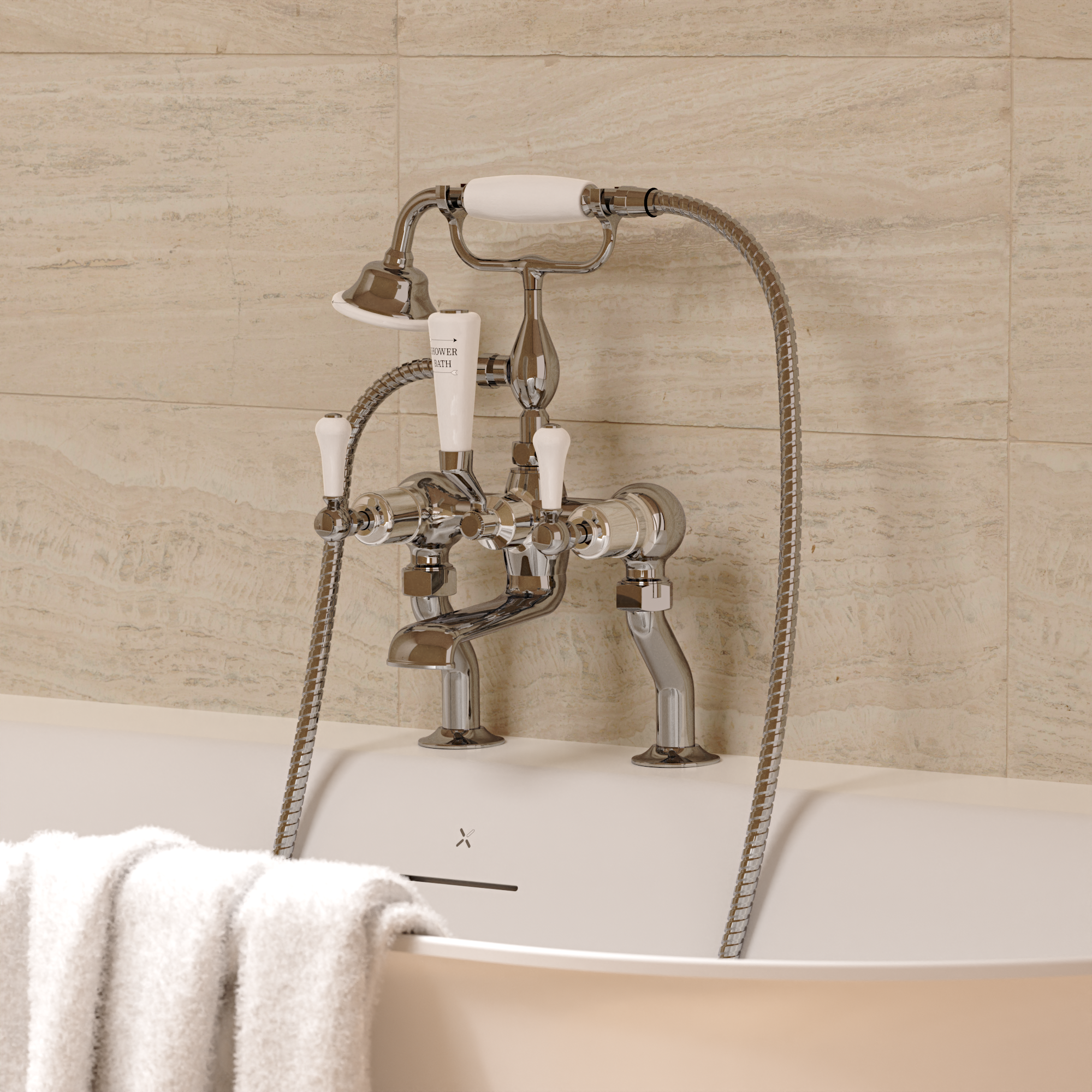 Belgravia Lever Bath Shower Mixer Deck Mounted