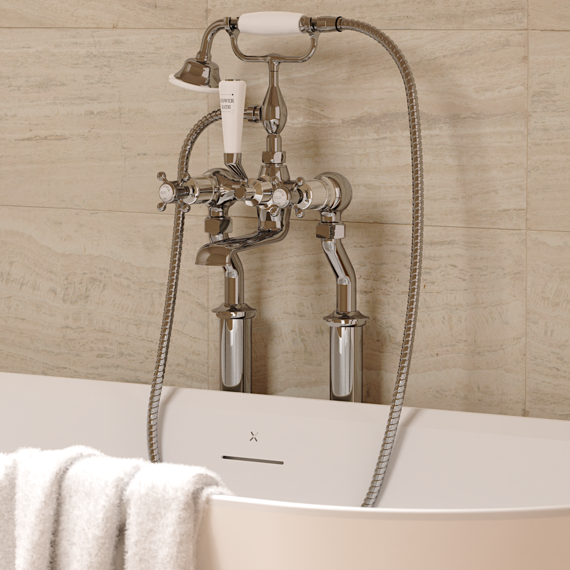 Belgravia Crosshead Bath Shower Mixer with Kit & Legs