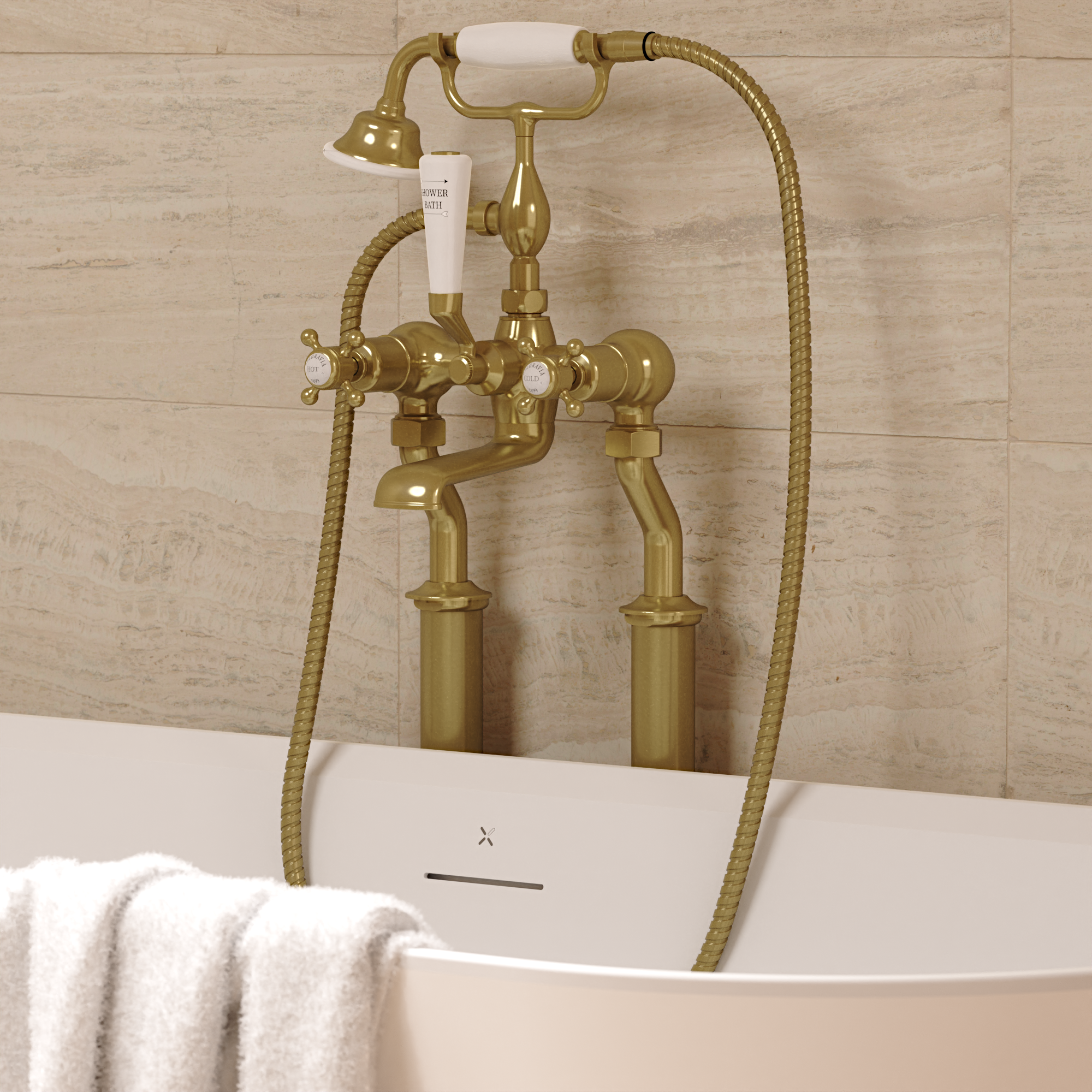Belgravia Crosshead Bath Shower Mixer with Kit & Legs