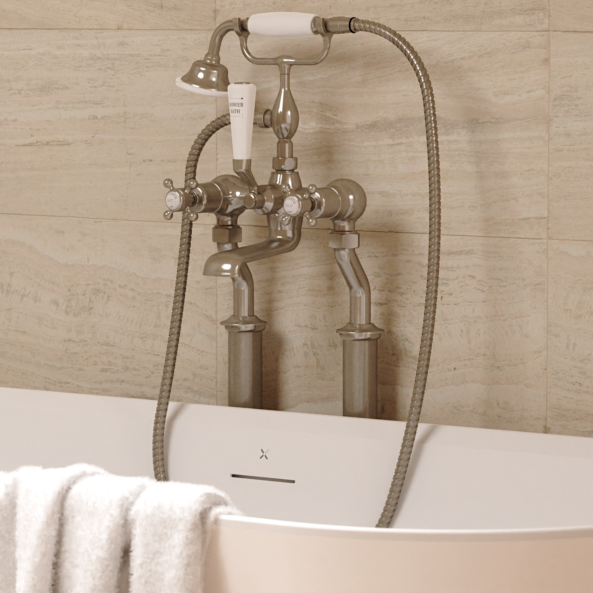 Belgravia Crosshead Bath Shower Mixer with Kit & Legs