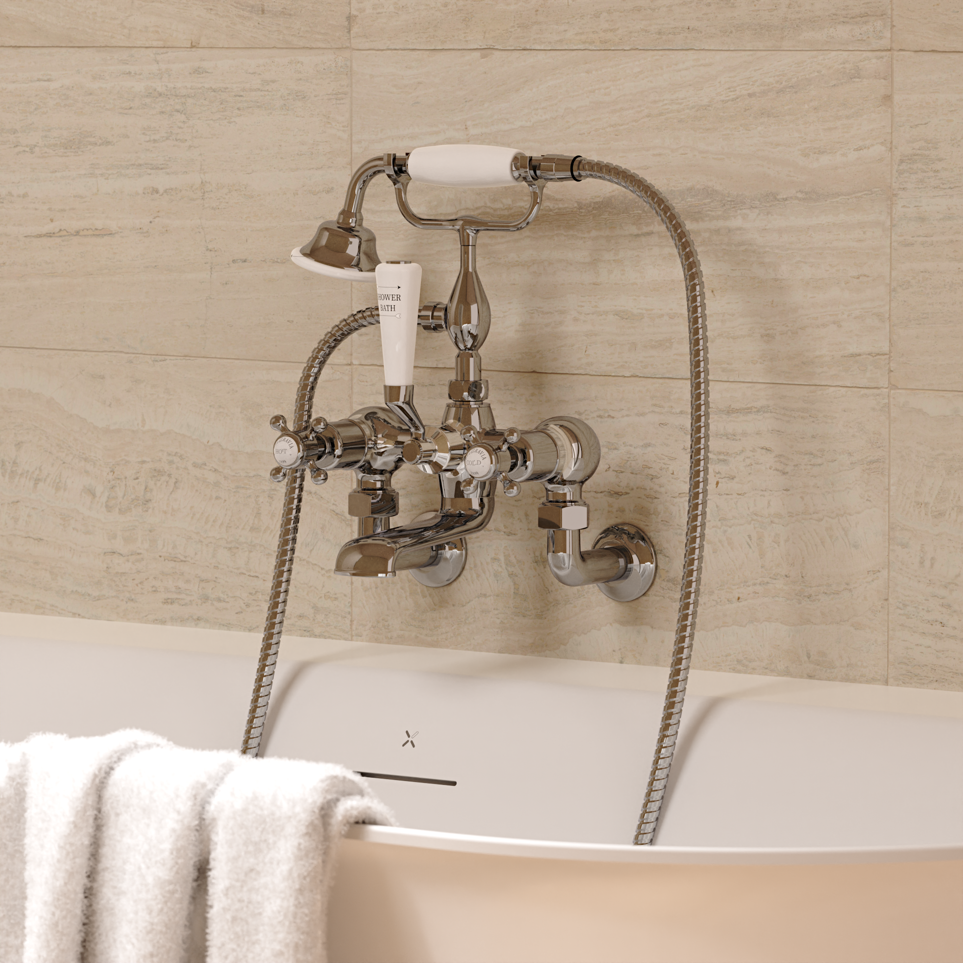 Belgravia Crosshead Bath Shower Mixer Wall Mounted
