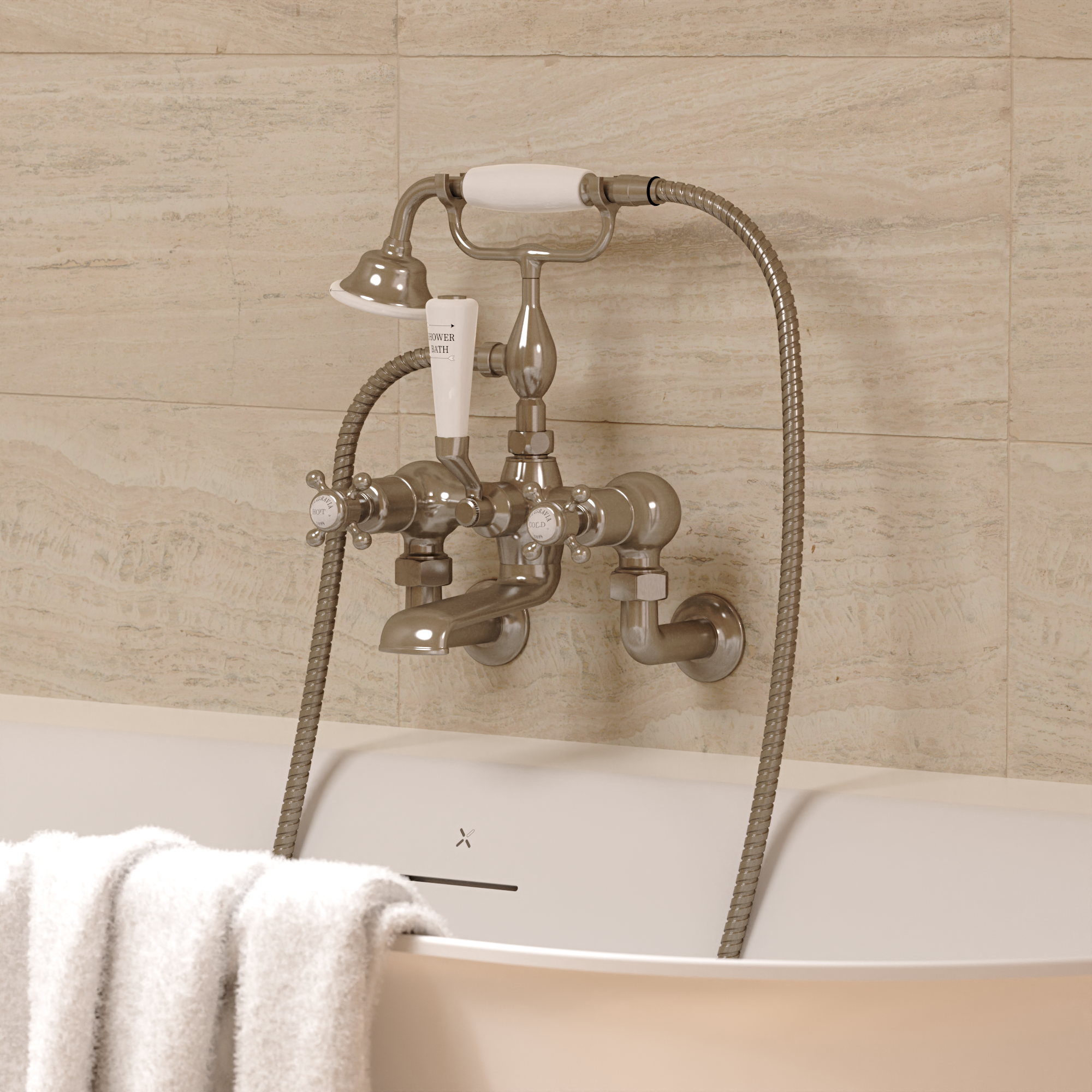 Belgravia Crosshead Bath Shower Mixer Wall Mounted
