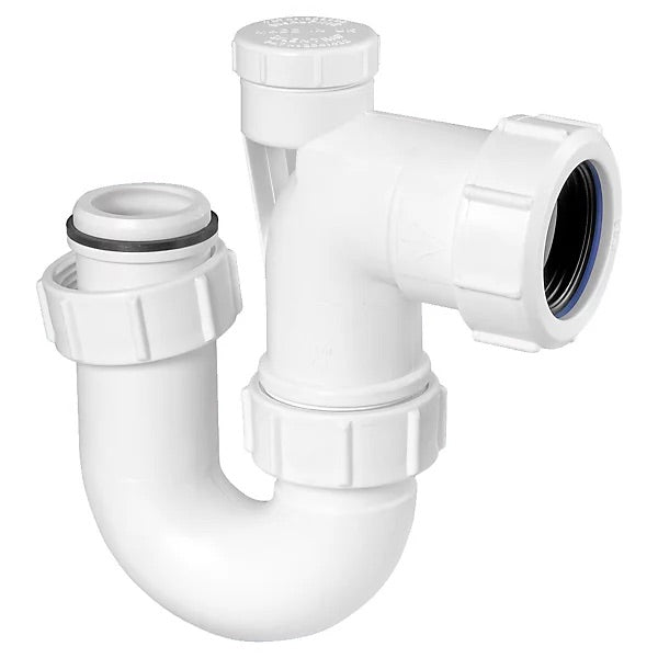 BT3V Tubular Swivel Low Inlet 'P' Trap with Anti-Syphon Valve. (Silent ...