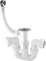 Tubular Sink Trap with Waste and Overflow and Washing Machine Facility