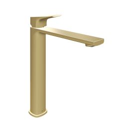 Cameo Lever Extended Mono Basin Mixer 5 l/min Flow Regulator Satin Brass
