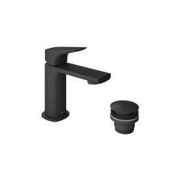 Cameo Lever Mini Mono Basin Mixer for Low Pressure System + Universal Basin Waste Matt Black