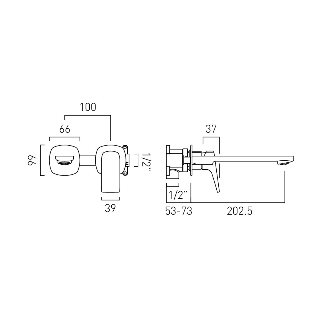 Cameo Lever Wall Mounted Basin Mixer 5 l/min Flow Regulator