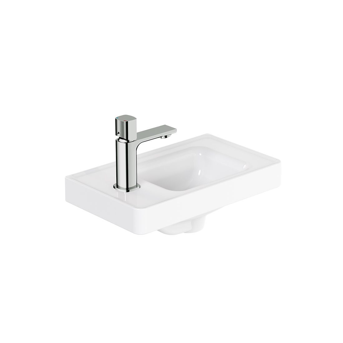 Cameo 400mm basin, mineral cast, left tap hole