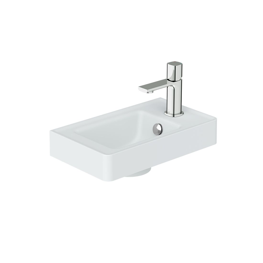 Cameo 400mm basin, mineral cast, right tap hole