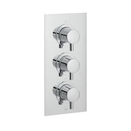 DX Celsius 2 Outlet 3 Handle Concealed Thermostatic Valve Rectangular Backplate Chrome