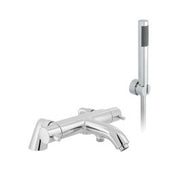 Celsius Pillar Mounted 2 Hole Thermostatic Bath Shower Mixer with Shower Kit Chrome