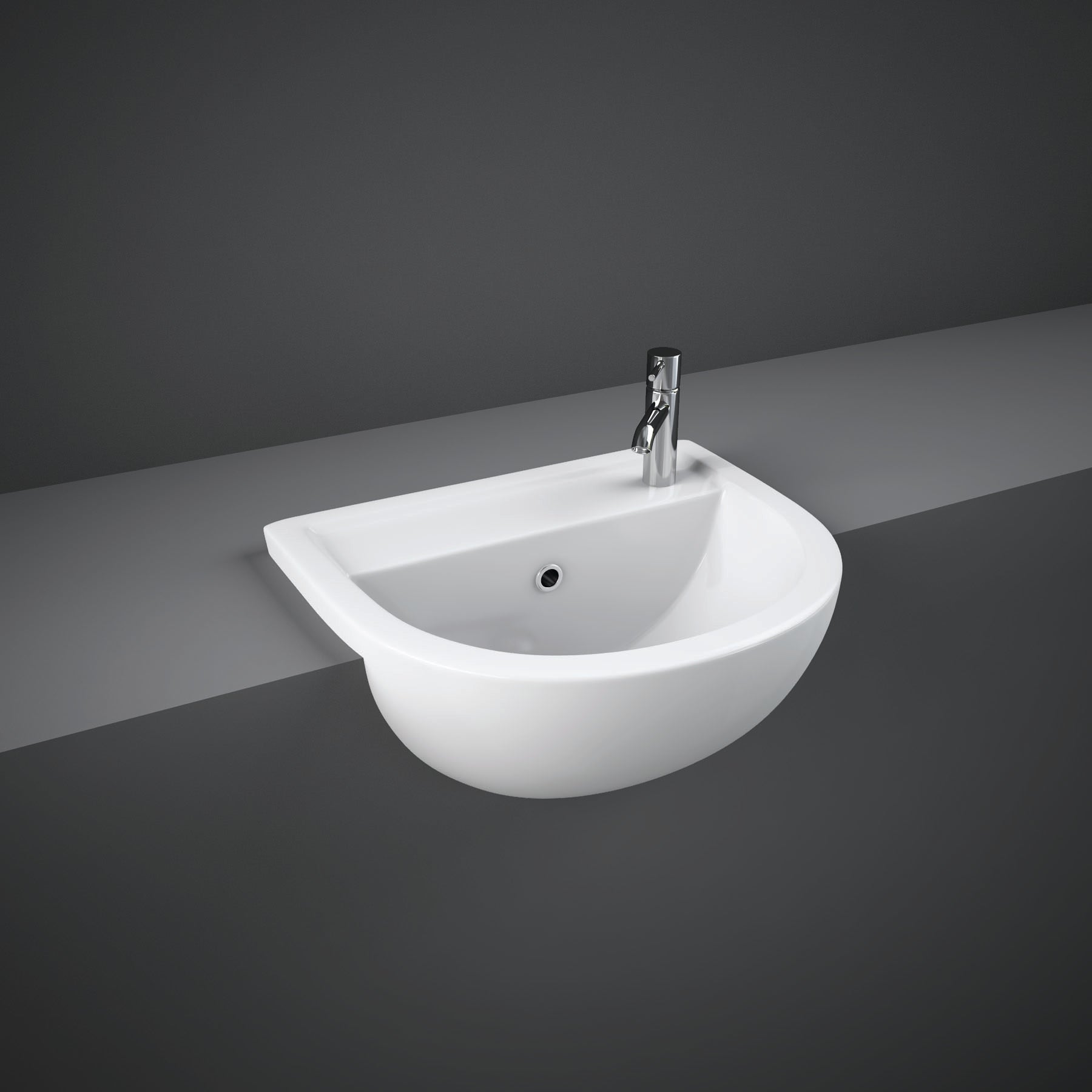 RAK Compact Semi Recessed basin 1 tap hole right hand