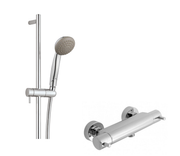 TECHNO SLIDE RAIL KIT WITH SINGLE FUNCTION HEAD AND THERMOSTATIC MIXER WALL MOUNTED - CHROME