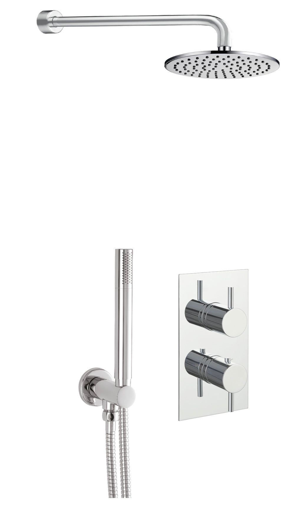 FLORENCE FLORENCE 2 OUTLET SHOWER VALVE,
 ROUND WATER OUTLET AND HOLDER,
 ARM 300MM, OVERHEAD SHOWER 200MM