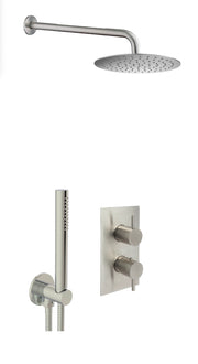 INOX INOX 2 OUTLET SHOWER VALVE,
 ARM 400MM, OVERHEAD SHOWER
 200MM, ROUND WATER OUTLET