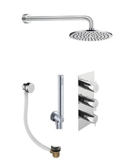 KIO 2 OUTLET SHOWER VALVE, ARM 300MM, OVERHEAD SHOWER 200MM, WATER OUTLET AND HOLDER, EXOFIL CLICK CLACK
