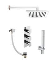 FORM 2 OUTLET SHOWER VALVE, ARM 400MM, OVERHEAD SHOWER 200MM, WATER OUTLET AND HOLDER, EXOFIL CLICK CLACK