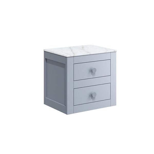 Crosswater Canvass 485 Double Drawer Unit Storm Grey with Carrara Marble Effect Worktop